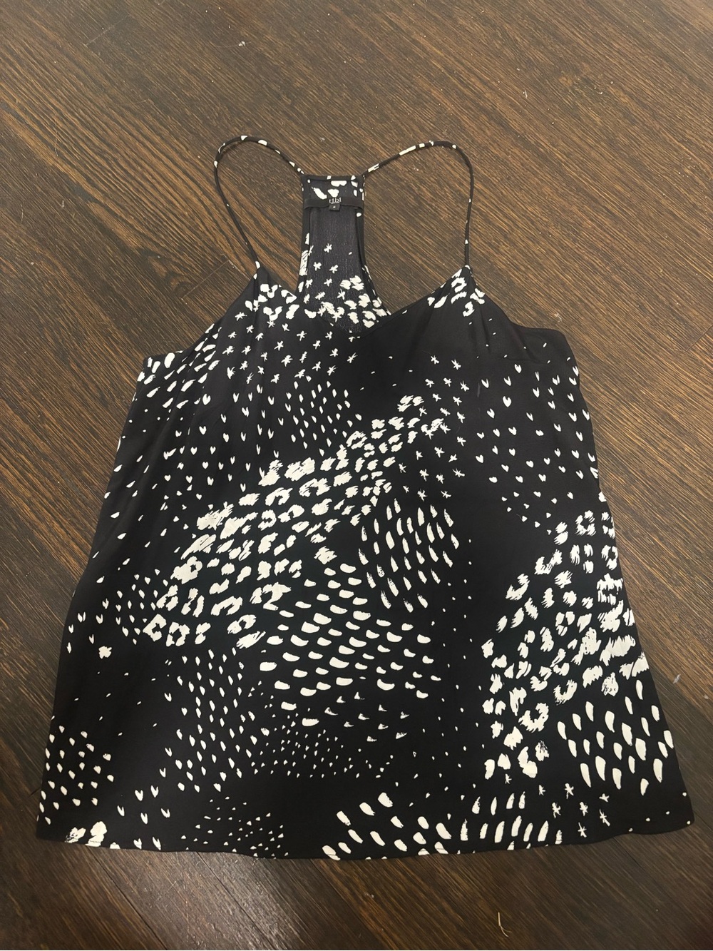 Tibi Black and White Abstract Print Racerback Tank